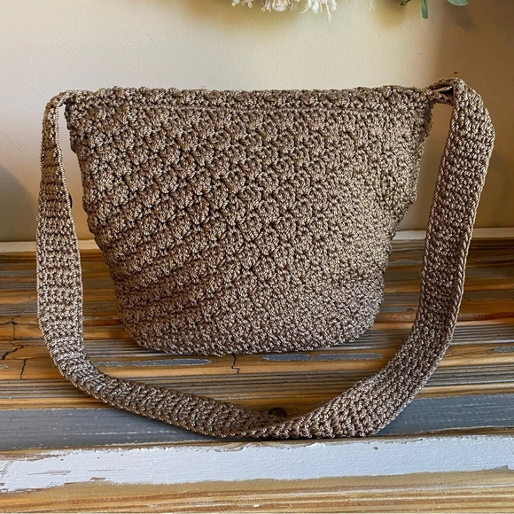 The Sak Neutral Taupe Woven Crochet Flap Shoulder Bag - Picture 5 of 12